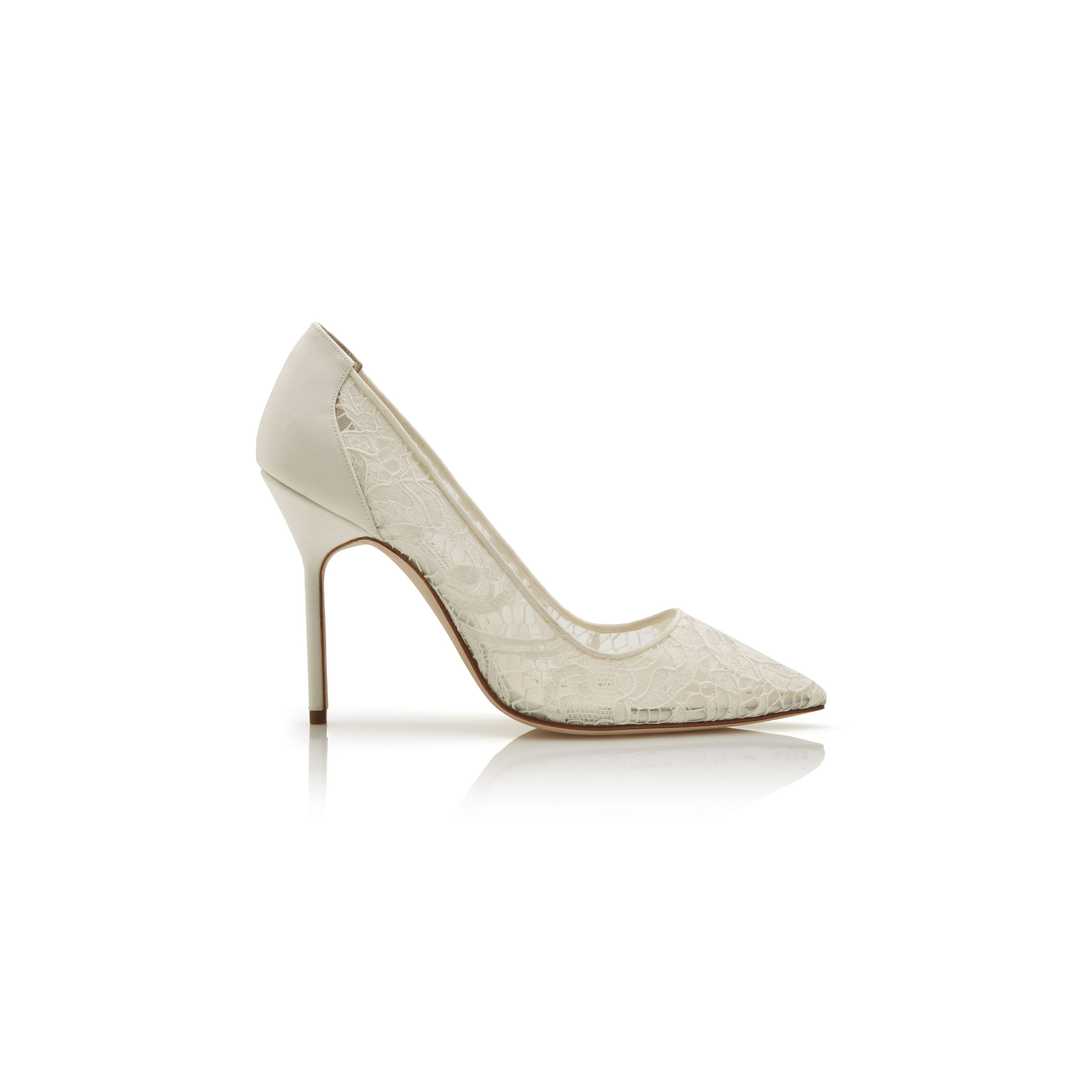 MANOLO BLAHNIK BBLA BRIDE WHITE LACE POINTED TOE PUMPS 9XX-0671-0004